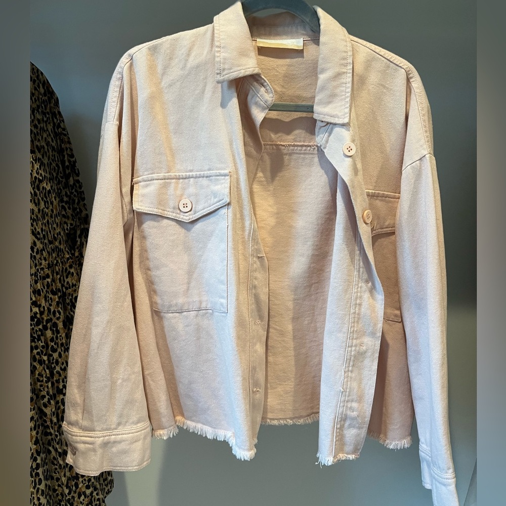 Light pink denim shacket